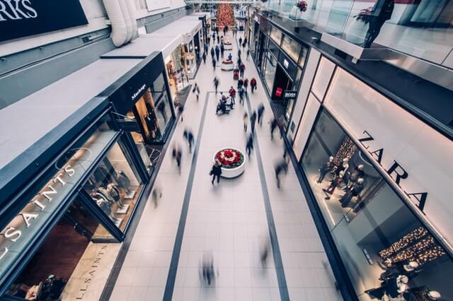 A bustling shopping mall