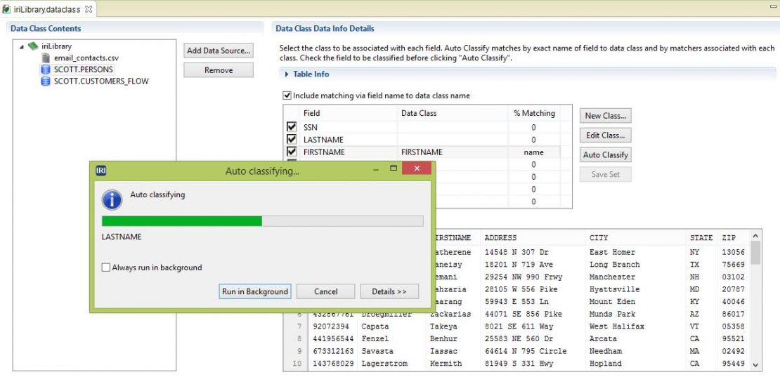 IRI Library Data Class Autoclassification