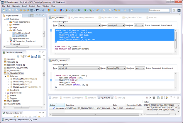 Data Source Explorer in IRI Workbench